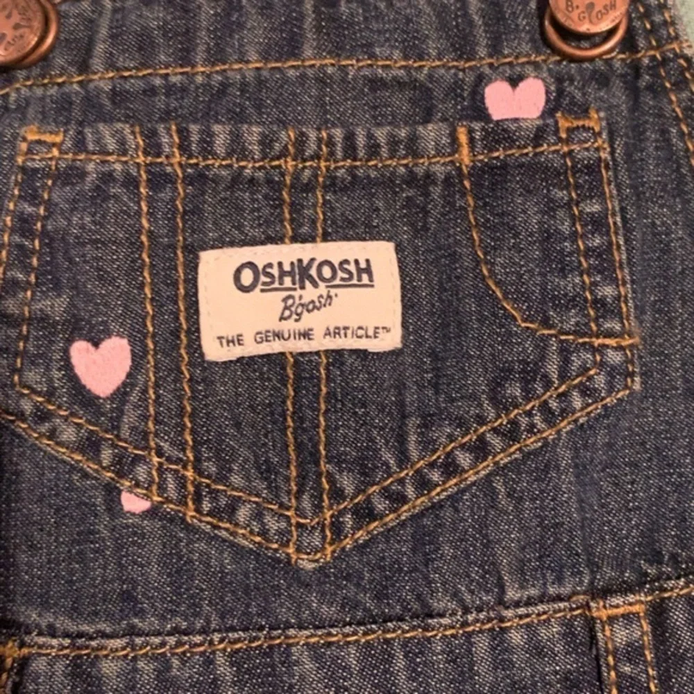 Oshkosh B'gosh vest bak girls 18m jean jumper dress hearts y2k‎ valentines